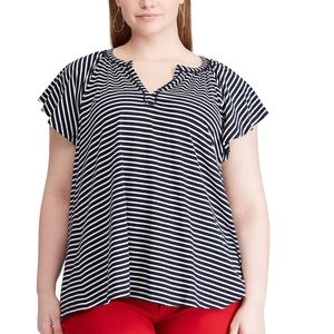 NWT Chaps striped top with flutter sleeve